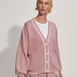 Varley Decker Off-Court Cardigan Small Mauve New Preppy Sporty Athleisure